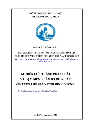 Nghiên cứu thành phần loài và đặc điểm phân bố giun đất ở huyện phú giáo tỉnh bình dƣơng