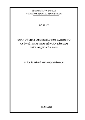 Luận án quản lý chất lƣợng đào tạo đại học từ xa ở việt nam theo tiếp cận bảo đảm chất lƣợng của aaou