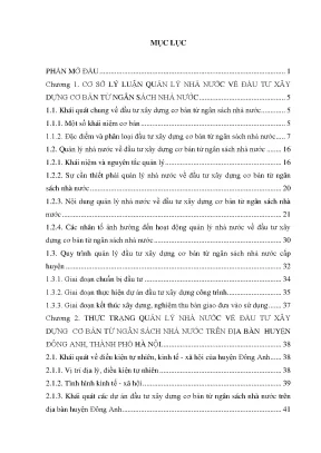Quản lý nhà nước về đầu tư xây dựng cơ bản từ ngân sách nhà nước trên địa bàn huyện đông anh thành phố hà nội