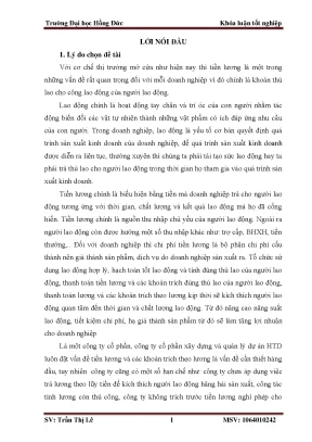 Thực trạng và một số giải pháp hoàn thiện kế toán tiền lương và các khoản trích theo lương tại công ty cổ phần xây dựng và quản lý dự án htd