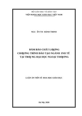 Luận án đảm bảo chất lượng chương trình đào tạo ngành kinh tế tại trường đại học ngoại thương