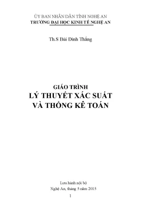 Giáo trình lý thuyết xác suất và thống kê toán
