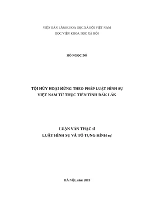 Luận văn tội hủy hoại rừng theo pháp luật việt nam từ thực tiễn tỉnh đắk lắk