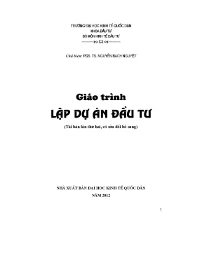 Giáo trình lập dự án đầu tư đại học kinh tế quốc dân
