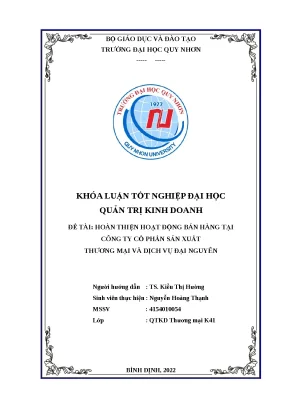 Hoàn thiện hoặt động bán hàng tại công ty cổ phần sản xuất thương mại và dịch vụ đại nguyên