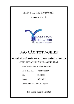 Khóa luận tốt nghiệp kế toán nợ phải thu khách hàng tại công ty tae young vina chemical
