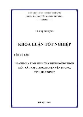 Đánh giá tình hình xây dựng nông thôn mới xã tam giang huyện yên phong tỉnh bắc ninh