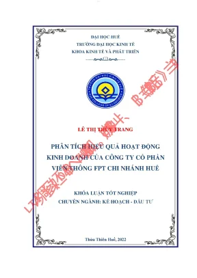 Phân tích hiệu quả hoạt động kinh doanh của công ty cp viễn thông fpt chi nhánh huế giai đoạn 2018 2020