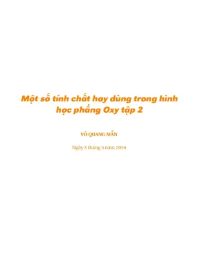 Một số tính chất hay dùng trong hình học phẳng oxy