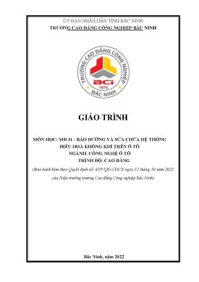 Mđ 31 bảo dưỡng và sửa chữa hệ thống điều hoà không khí trên ô tô ngành công nghệ ô tô