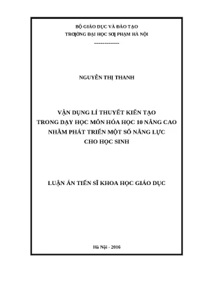 0063 vận dụng lí thuyết kiến tạo trong dạy học môn hóa học 10 nâng cao nhằm phát triển một số năng lực cho học sinh luận văn tốt nghiệp