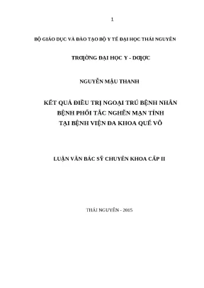 Luận văn kết quả điều trị ngoại trú bệnh nhân bệnh phổi tắc nghẽn mạn tính tại bệnh viện đa khoa quế võ