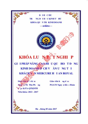 Giải pháp nâng cao hiệu quả hoạt động kinh doanh dịch vụ ăn uống tại khách sạn mercure hội an royal