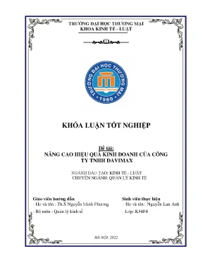 Khóa luận tốt nghiệp nâng cao hiệu quả kinh doanh của công ty tnhh davimax