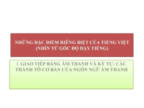 Những đặc điểm riêng biệt của tiếng việt nhìn từ góc độ dạy tiếng i giao tiêp bằng âm thanh và ký tự các thành tô cơ bản của ngôn ngữ âm thanh