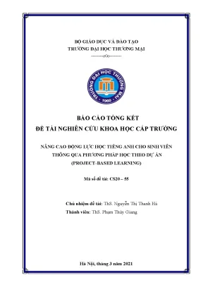 Đề tài nckh nâng cao động lực học tiếng anh cho sinh viên thông qua phương pháp học theo dự án project based learning