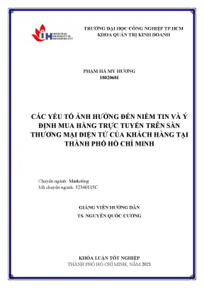 Các yếu tố ảnh hưởng đến niềm tin và ý định mua hàng trực tuyến trên sàn thương mại điện tử của khách hàng tại thành phố hồ chí minh