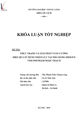 Thực trạng và giải pháp tăng cường hiệu quả sử dụng nhân lực tại nhà hàng shogun vincom phạm ngọc thạch