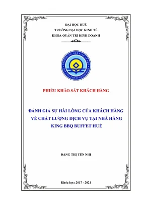 Đánh giá sự hài lòng của khách hàng về chất lượng dịch vụ của nhà hàng king bbq huế