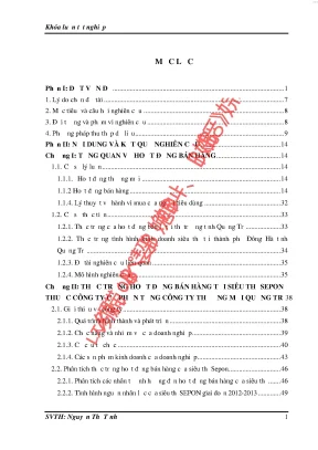 Phân tích hoạt động bán hàng tại siêu thị sepon thuộc công ty cổ phần tổng công ty thương mại quảng trị