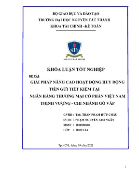 Giải pháp nâng cao hoạt động huy động tiền gửi tiết kiệm tại ngân hàng thương mại cổ phần việt nam thịnh vượng chi nhánh gò vấp