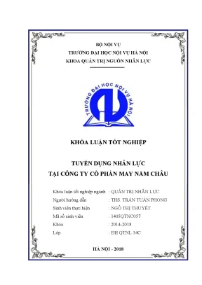 Khóa luận tốt nghiệp tuyển dụng nhân lực tại công ty cổ phần may năm châu
