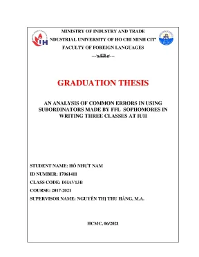 An analysis of common errors in using subordinators made by ffl sophomores in writing three classes at iuh graduation thesis faculty of foreign languages
