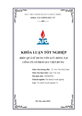Chuyên ngành tài chính doanh nghiệp hiệu quả sử dụng vốn lưu động tại công ty cổ phần icc việt hưng