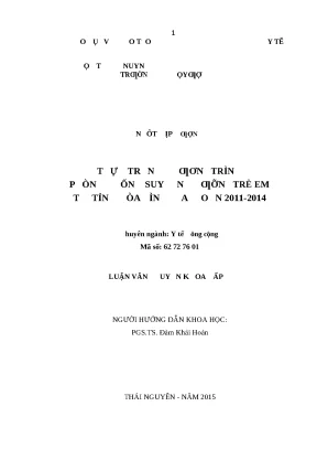 Luận văn thực trạng chương trình phòng chống suy dinh dưỡng trẻ em tại tỉnh hòa bình giai đoạn 2011 2014
