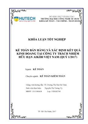 Kế toán bán hàng và xác định kết quả kinh doanh tại công ty trách nhiệm hữu hạn aikibi việt nam quý 1 2017