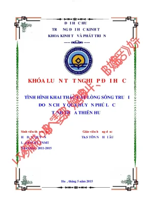 Tình hình khai thác cát lòng sông truồi đoạn chảy qua huyện phú lộc tỉnh thừa thiên huế