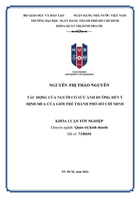 Tác động của người có sức ảnh hưởng đến ý định mua của giới trẻ thành phố hồ chí minh