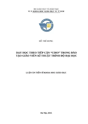 Luận án dạy học theo tiếp cận cdio trong đào tạo giáo viên kĩ thuật trình độ đại học