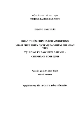 1389 hoàn thiện chính sách marketing nhằm phát triển dịch vụ bảo hiểm phi nhân thọ tại công ty bảo hiểm dầu khí chi nhánh bình định luận văn tốt nghiệp