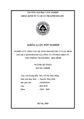 Nghiên cứu công tác kế toán doanh thu và xác định kết quả kinh doanh tại công ty cổ phần điện tử viễn thông thành biên hòa bình