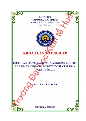 Thực trạng công tác kiểm toán khoản mục phải thu khách hàng của công ty tnhh kiểm toán và kế toán aac