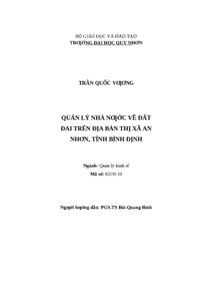 0398 quản lý nhà nước về đất đai trên địa bàn thị xã an nhơn tỉnh bình định luận văn tốt nghiệp