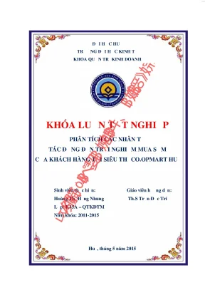 Phân tích các nhân tố tác động đến trải nghiệm mua sắm của khách hàng tại siêu thị co opmart huế