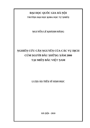 Nghiên cứu căn nguyên của các vụ dịch cúm người đầu những năm 2000 tại miền bắc việt nam luận án tiến sĩ vnu