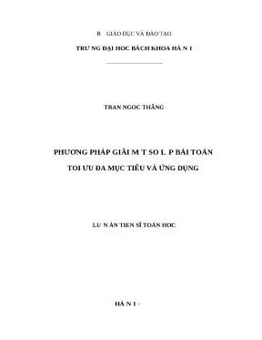 Luận án phương pháp giâi m t so l p bài toán toi ưu đa mục tiêu và ứng dụng