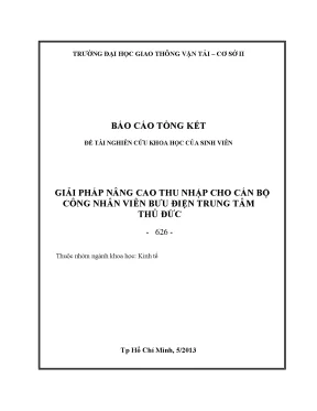 Giải pháp nâng cao thu nhập cho cán bộ công nhân viên bưu điện trung tâm thủ đức đề tài nghiên cứu khoa học sinh viên