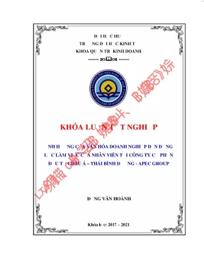Ảnh hưởng văn hóa doanh nghiệp đến động lực làm việc của nhân viên tại công ty cổ phần đầu tư châu á thái bình dương apec group