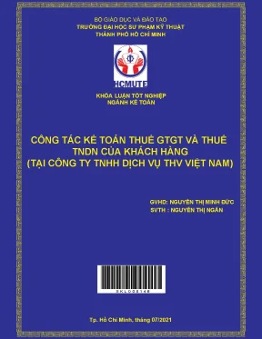 Khóa luận tốt nghiệp công tác kế toán thuế gtgt và thuế tndn của khách hàng tại công ty tnhh dịch vụ thv việt nam