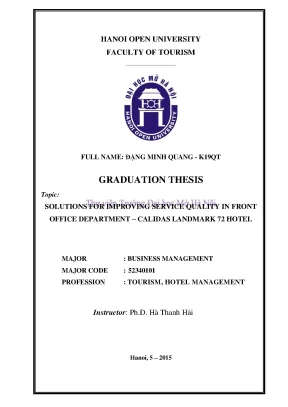 Solution for improving service quality in front ofice department calidas landmark 72 hotel