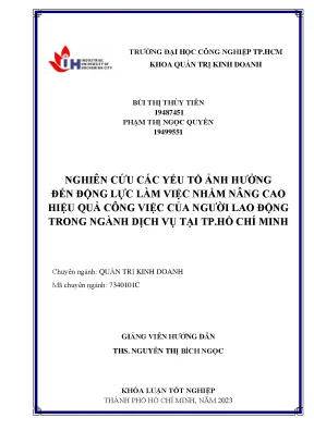 Khóa luận nghiên cứu các yếu tố ảnh hưởng đến động lực làm việc nhằm nâng cao hiệu quả công việc của người lao động trong ngành dịch vụ tại tp hồ chí minh