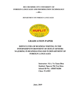 Difficulties of business writing in the internship environment of huflit seniors majoring in business english in department of foreign languages graduation paper