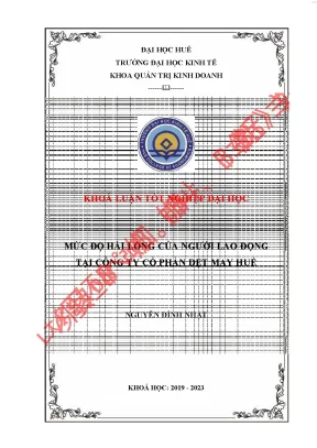 Mức độ hài lòng của người lao động tại công ty cổ phần dệt may huế
