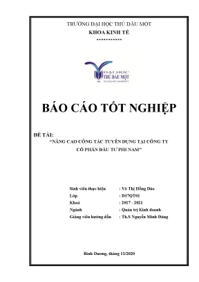 Khóa luận tốt nghiệp nâng cao công tác tuyển dụng tại công ty cổ phần đầu tư phi nam