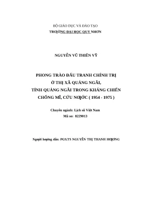 0604 phong trào đấu tranh chính trị ở thị xã quảng ngãi tỉnh quảng ngãi trong kháng chiến chống mĩ cứu nước 1954 1975 luận văn tốt nghiệp