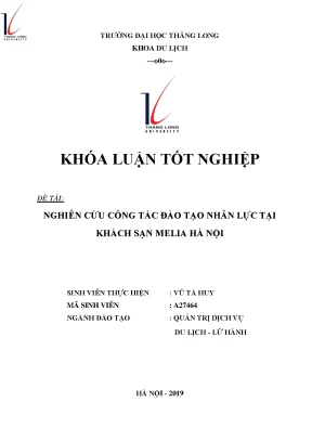 Nghiên cứu công tác đào tạo nhân lực tại khách sạn melia hà nội
